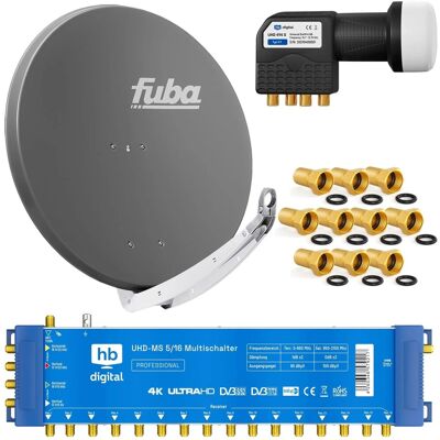 hb-digital Satellitenschüssel Fuba DAA 85cm Alu Anthrazit Multischalter 5-16 LNB Quattro hb-digital Satellitenschüssel Fuba DAA 85cm Alu Anthrazit Multischalter 5-16 LNB Quattro