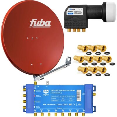 hb-digital SAT Anlage Fuba DAL 800 80cm mit Multischalter MS 5/8 und Quattro LNB Ziegelrot hb-digital SAT Anlage Fuba DAL 800 80cm mit Multischalter MS 5/8 und Quattro LNB Ziegelrot