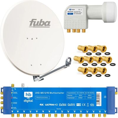 hb-digital SAT Anlage Fuba DAL 800 80cm mit Multischalter MS 5/16 und Quattro LNB Weiss hb-digital SAT Anlage Fuba DAL 800 80cm mit Multischalter MS 5/16 und Quattro LNB Weiss