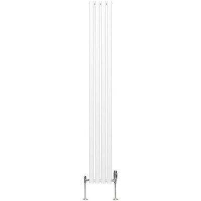 MonsterShop Weißer Ovaler Säulenheizkörper - 1800mm x 240mm, Thermostatventile MonsterShop Weißer Ovaler Säulenheizkörper - 1800mm x 240mm, Thermostatventile