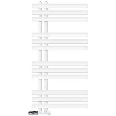 ECD Germany Badheizkörper Iron EM 50x100cm Weiß mit Thermostat Eck Wandanschluss ECD Germany Badheizkörper Iron EM 50x100cm Weiß mit Thermostat Eck Wandanschluss