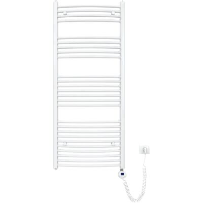 Emke Elektrischer Badheizkörper Gebogen mit Thermostat Handtuchtrockner mit Heizstab 140x60cm 600W Weiß Emke Elektrischer Badheizkörper Gebogen mit Thermostat Handtuchtrockner mit Heizstab 140x60cm 600W Weiß