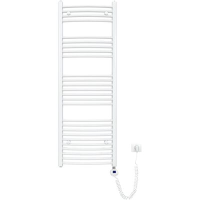 Emke Elektrischer Badheizkörper Gebogen mit Thermostat Handtuchtrockner mit Heizstab 140x50cm 600W Weiß Emke Elektrischer Badheizkörper Gebogen mit Thermostat Handtuchtrockner mit Heizstab 140x50cm 600W Weiß