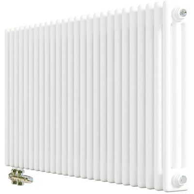 AICA Traditioneller Heizkörper 600 x 1190 mm Gusseisenstil 3 Spalten mit Seitenanschluss Weiß 1820W AICA Traditioneller Heizkörper 600 x 1190 mm Gusseisenstil 3 Spalten mit Seitenanschluss Weiß 1820W