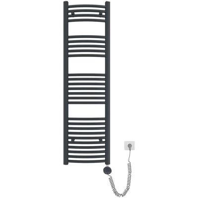 Emke Elektrischer Badheizkörper Gebogen mit Thermostat Handtuchtrockner mit Heizstab 140x40cm 500W Anthrazit Emke Elektrischer Badheizkörper Gebogen mit Thermostat Handtuchtrockner mit Heizstab 140x40cm 500W Anthrazit