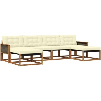 vidaXL Outdoor-Sofagarnitur mit Kissen 6 Stk Natur und Creme 3381594 vidaXL Outdoor-Sofagarnitur mit Kissen 6 Stk Natur und Creme 3381594