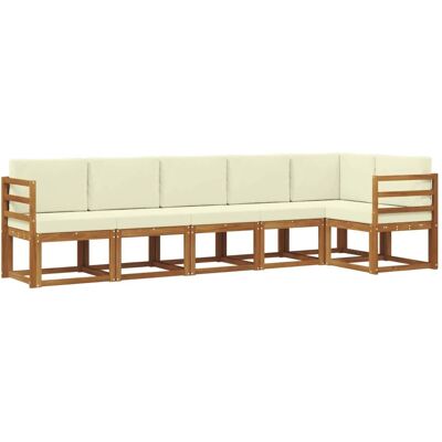 vidaXL Outdoor-Sofagarnitur mit Kissen 6 Stk Natur und Creme 3366448 vidaXL Outdoor-Sofagarnitur mit Kissen 6 Stk Natur und Creme 3366448