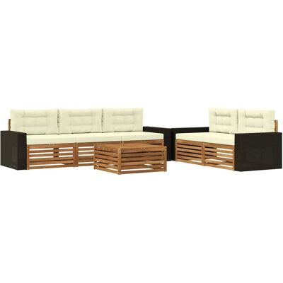 vidaXL Outdoor-Sofagarnitur 6 Stk Natur und Creme 3383033 vidaXL Outdoor-Sofagarnitur 6 Stk Natur und Creme 3383033