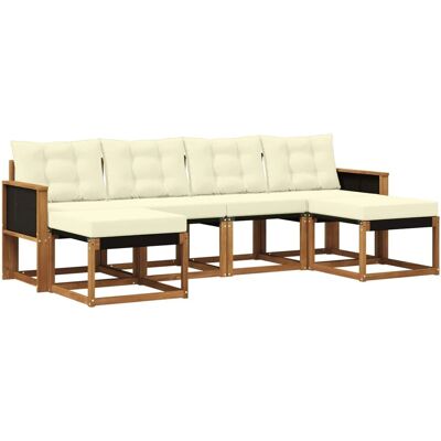 vidaXL Outdoor-Sofagarnitur mit Kissen 6 Stk Natur und Creme 3382118 vidaXL Outdoor-Sofagarnitur mit Kissen 6 Stk Natur und Creme 3382118
