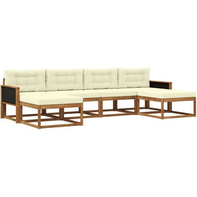 vidaXL Outdoor-Sofagarnitur mit Kissen 6 Stk Natur und Creme 3382773 vidaXL Outdoor-Sofagarnitur mit Kissen 6 Stk Natur und Creme 3382773