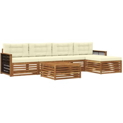 vidaXL Outdoor-Sofagarnitur mit Kissen 6 Stk Natur und Creme 3383263 vidaXL Outdoor-Sofagarnitur mit Kissen 6 Stk Natur und Creme 3383263