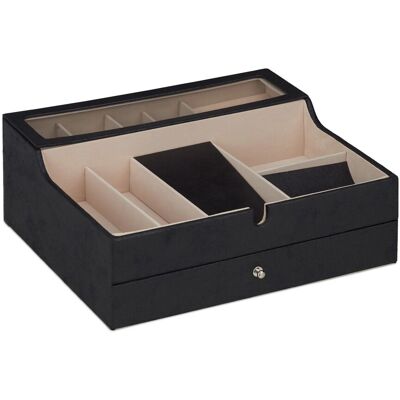 Relaxdays Schmuckkästchen Lederoptik Schwarz mit Schublade 13 cm x 34 cm x 31 cm 1,7 kg Relaxdays Schmuckkästchen Lederoptik Schwarz mit Schublade 13 cm x 34 cm x 31 cm 1,7 kg