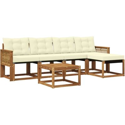 vidaXL Outdoor-Sofagarnitur mit Kissen 6 Stk Natur und Creme 3381906 vidaXL Outdoor-Sofagarnitur mit Kissen 6 Stk Natur und Creme 3381906