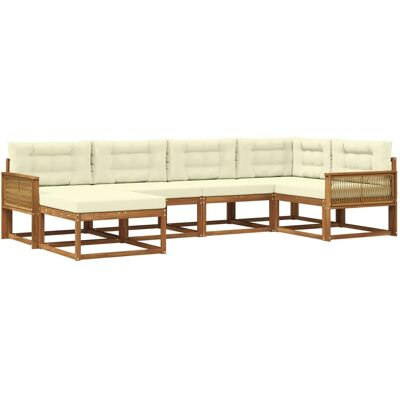 vidaXL Outdoor-Sofagarnitur mit Kissen 6 Stk Natur und Creme 3382708 vidaXL Outdoor-Sofagarnitur mit Kissen 6 Stk Natur und Creme 3382708