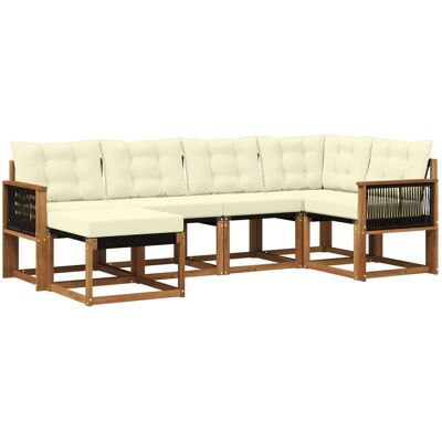 vidaXL Outdoor-Sofagarnitur mit Kissen 6 Stk Natur und Creme 3382062 vidaXL Outdoor-Sofagarnitur mit Kissen 6 Stk Natur und Creme 3382062