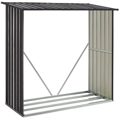 Juskys Holzunterstand Enno aus Stahl Grau Juskys Holzunterstand Enno aus Stahl Grau