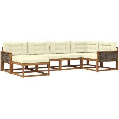 vidaXL Outdoor-Sofagarnitur mit Kissen 6 Stk Natur und Creme 3382698 vidaXL Outdoor-Sofagarnitur mit Kissen 6 Stk Natur und Creme 3382698