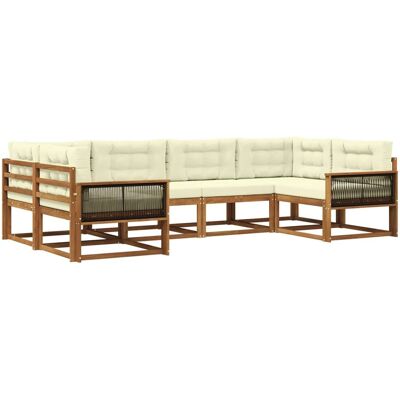 vidaXL Outdoor-Sofagarnitur mit Kissen 6 Stk Natur und Creme 3382843 vidaXL Outdoor-Sofagarnitur mit Kissen 6 Stk Natur und Creme 3382843
