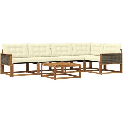 vidaXL Outdoor-Sofagarnitur mit Kissen 6 Stk Natur und Creme 3381434 vidaXL Outdoor-Sofagarnitur mit Kissen 6 Stk Natur und Creme 3381434