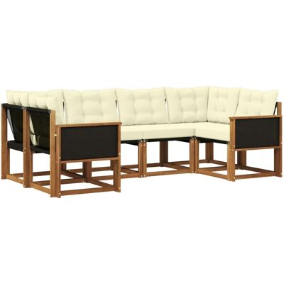 vidaXL Outdoor-Sofagarnitur mit Kissen 6 Stk Natur und Creme 3382166 vidaXL Outdoor-Sofagarnitur mit Kissen 6 Stk Natur und Creme 3382166