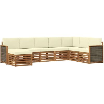 vidaXL Outdoor-Sofagarnitur mit Kissen 6 Stk Natur und Creme 3384706 vidaXL Outdoor-Sofagarnitur mit Kissen 6 Stk Natur und Creme 3384706