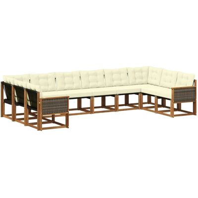 vidaXL Outdoor-Sofagarnitur mit Kissen 10 Stk Natur und Creme 3382234 vidaXL Outdoor-Sofagarnitur mit Kissen 10 Stk Natur und Creme 3382234