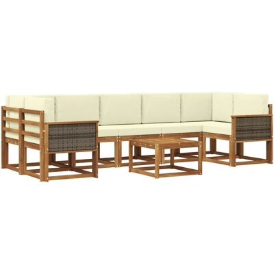 vidaXL Outdoor-Sofagarnitur mit Kissen 6 Stk Natur und Creme 3385066 vidaXL Outdoor-Sofagarnitur mit Kissen 6 Stk Natur und Creme 3385066
