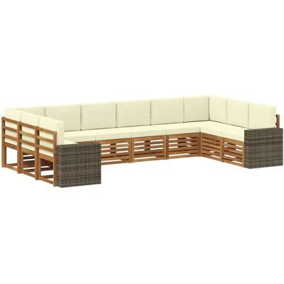 vidaXL Outdoor-Sofagarnitur 10 Stk Natur und Creme Polyester 3384906 vidaXL Outdoor-Sofagarnitur 10 Stk Natur und Creme Polyester 3384906