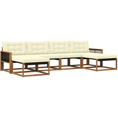 vidaXL Outdoor-Sofagarnitur mit Kissen 6 Stk Natur und Creme 3381598 vidaXL Outdoor-Sofagarnitur mit Kissen 6 Stk Natur und Creme 3381598