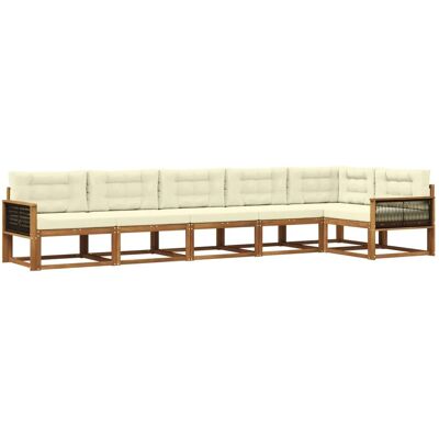 vidaXL Outdoor-Sofagarnitur mit Kissen 6 Stk Natur und Creme 3382603 vidaXL Outdoor-Sofagarnitur mit Kissen 6 Stk Natur und Creme 3382603