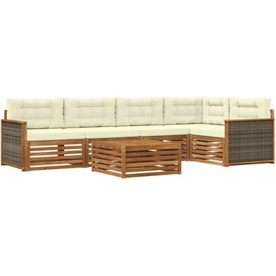 vidaXL Outdoor-Sofagarnitur mit Kissen 6 Stk Natur und Creme 3383378 vidaXL Outdoor-Sofagarnitur mit Kissen 6 Stk Natur und Creme 3383378