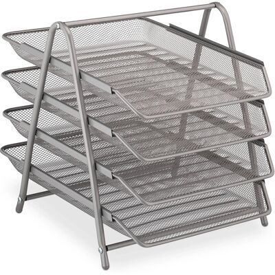 Relaxdays Dokumentenablage Stahl Silber 4 Fächer Ausziehbar Mesh-Optik 32,5 cm x 30 cm x 35 cm 1,4 kg Relaxdays Dokumentenablage Stahl Silber 4 Fächer Ausziehbar Mesh-Optik 32,5 cm x 30 cm x 35 cm 1,4 kg