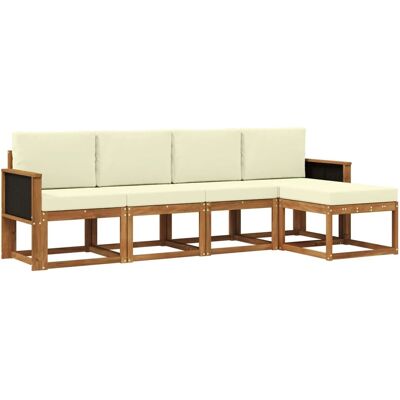 vidaXL Outdoor-Sofagarnitur 5 Stk Natur und Creme Polyester 3385121 vidaXL Outdoor-Sofagarnitur 5 Stk Natur und Creme Polyester 3385121