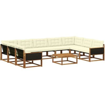 vidaXL Outdoor-Sofagarnitur mit Kissen 10 Stk Natur und Creme 3381686 vidaXL Outdoor-Sofagarnitur mit Kissen 10 Stk Natur und Creme 3381686