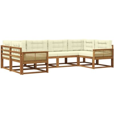 vidaXL Outdoor-Sofagarnitur mit Kissen 6 Stk Natur und Creme 3382848 vidaXL Outdoor-Sofagarnitur mit Kissen 6 Stk Natur und Creme 3382848