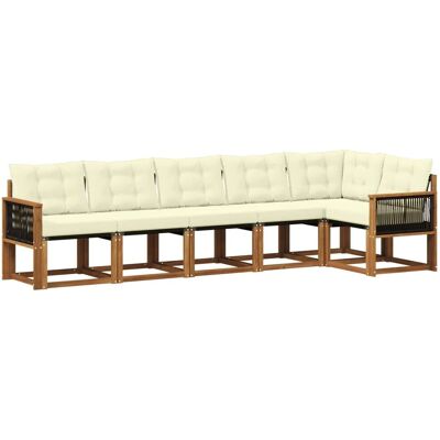 vidaXL Outdoor-Sofagarnitur mit Kissen 6 Stk Natur und Creme 3381982 vidaXL Outdoor-Sofagarnitur mit Kissen 6 Stk Natur und Creme 3381982
