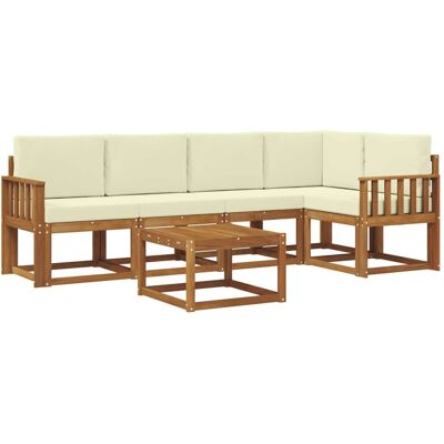 vidaXL Outdoor-Sofagarnitur mit Kissen 6 Stk Natur und Creme 3366423 vidaXL Outdoor-Sofagarnitur mit Kissen 6 Stk Natur und Creme 3366423