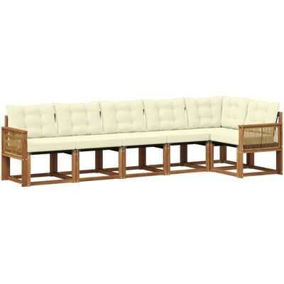 vidaXL Outdoor-Sofagarnitur mit Kissen 6 Stk Natur und Creme 3381986 vidaXL Outdoor-Sofagarnitur mit Kissen 6 Stk Natur und Creme 3381986