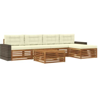vidaXL Outdoor-Sofagarnitur 6 Stk Natur und Creme 79 x 79 x 37 cm 3383278 vidaXL Outdoor-Sofagarnitur 6 Stk Natur und Creme 79 x 79 x 37 cm 3383278