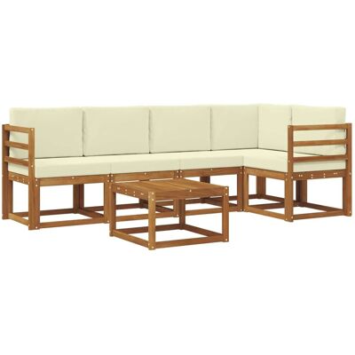 vidaXL Outdoor-Sofagarnitur mit Kissen 6 Stk Natur und Creme 3366413 vidaXL Outdoor-Sofagarnitur mit Kissen 6 Stk Natur und Creme 3366413