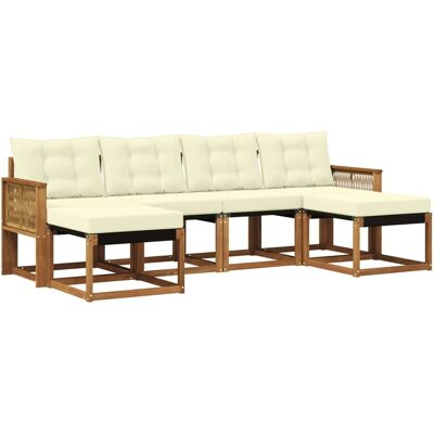 vidaXL Outdoor-Sofagarnitur mit Kissen 6 Stk Natur und Creme 3382130 vidaXL Outdoor-Sofagarnitur mit Kissen 6 Stk Natur und Creme 3382130