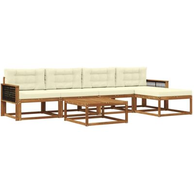 vidaXL Outdoor-Sofagarnitur mit Kissen 6 Stk Natur und Creme 3382503 vidaXL Outdoor-Sofagarnitur mit Kissen 6 Stk Natur und Creme 3382503