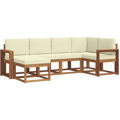 vidaXL Outdoor-Sofagarnitur mit Kissen 6 Stk Natur und Creme 3366643 vidaXL Outdoor-Sofagarnitur mit Kissen 6 Stk Natur und Creme 3366643