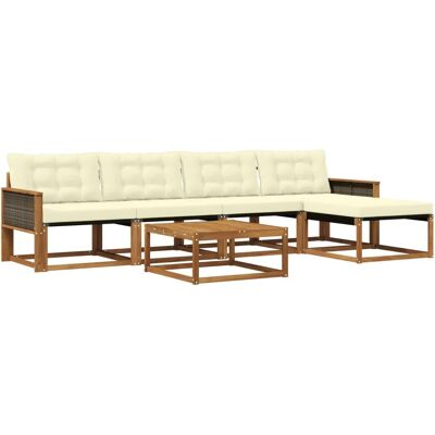 vidaXL Outdoor-Sofagarnitur mit Kissen 6 Stk Natur und Creme 3381370 vidaXL Outdoor-Sofagarnitur mit Kissen 6 Stk Natur und Creme 3381370