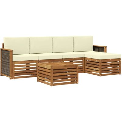 vidaXL Outdoor-Sofagarnitur mit Kissen 6 Stk Natur und Creme 3384256 vidaXL Outdoor-Sofagarnitur mit Kissen 6 Stk Natur und Creme 3384256