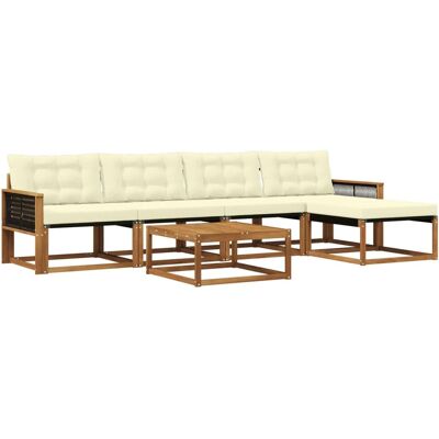 vidaXL Outdoor-Sofagarnitur mit Kissen 6 Stk Natur und Creme 3381374 vidaXL Outdoor-Sofagarnitur mit Kissen 6 Stk Natur und Creme 3381374