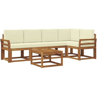 vidaXL Outdoor-Sofagarnitur mit Kissen 6 Stk Natur und Creme 3366428 vidaXL Outdoor-Sofagarnitur mit Kissen 6 Stk Natur und Creme 3366428