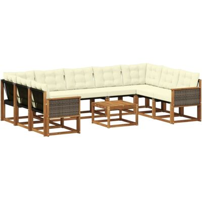 vidaXL Outdoor-Sofagarnitur mit Kissen 10 Stk Natur und Creme 3382218 vidaXL Outdoor-Sofagarnitur mit Kissen 10 Stk Natur und Creme 3382218