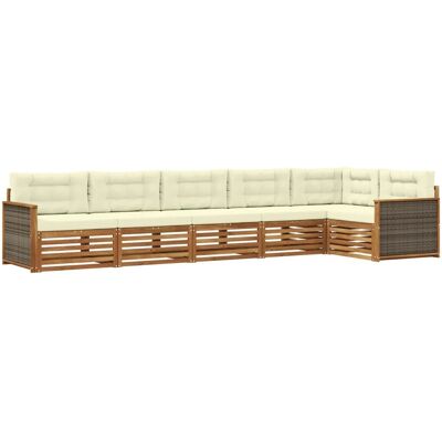 vidaXL Outdoor-Sofagarnitur mit Kissen 6 Stk Natur und Creme 3383408 vidaXL Outdoor-Sofagarnitur mit Kissen 6 Stk Natur und Creme 3383408