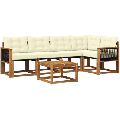 vidaXL Outdoor-Sofagarnitur mit Kissen 6 Stk Natur und Creme 3381966 vidaXL Outdoor-Sofagarnitur mit Kissen 6 Stk Natur und Creme 3381966